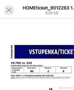 Vstupenky MS hokej Ostrava - FRA vs. KAZ, 11.5.2024