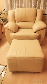 Predam koženné sedacie kreslo + taburet