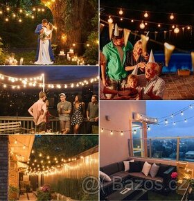 Venkovní světla napájená ze sítě, 30m G40 50 LED žárovek