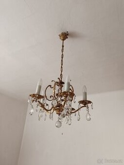 Mosazný skleněný lustr