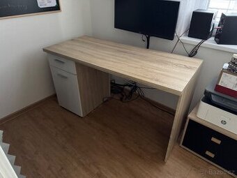 Psací stůl, dub sonoma/bílá. 140x60 cm - 1