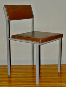 Kovové židle s polštář. sedadlem a opěrkou-4ks+1ks chrom.