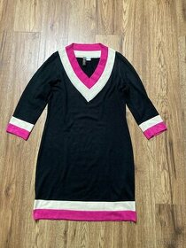 Černé úpletové šaty s kontrastními barevnými pruhy (40/42) - 1