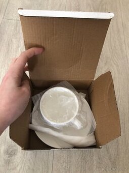 Bílý hrnek na espresso s podšálkem na sublimaci 2ks