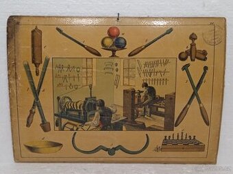 Tokárník - školní pomůcka 1856 - 36,5x26,5cm
