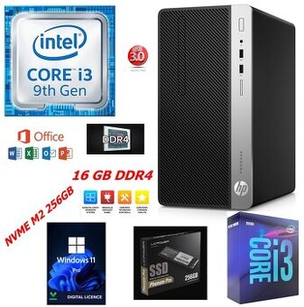HP ProDesk 400 G6 MT,i3 9100,16GB DDR4,NVME 256GB,záruka