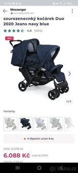 Sourozenecký kočárek Duo 2020 jeans navy blue