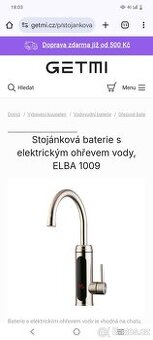 Stojánková baterie s elektrickým ohřevem vody, ELBA 1009