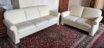 Krémová kožená sedací souprava 3+2,5657