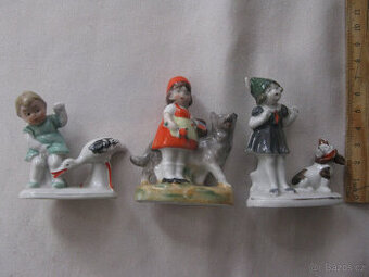 Starožitné malé sošky, starožitný popelník,mísky,anděl 3x