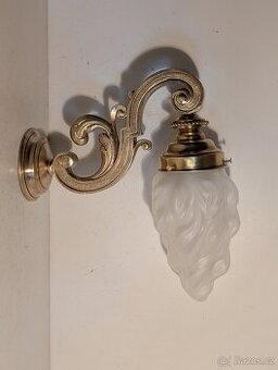 mosazná lampa, lampička matové plastické stínidlo