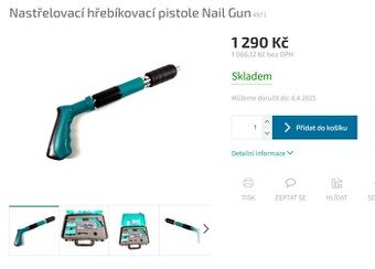 Nastřelovací hřebíkovací pistole Nail Gun