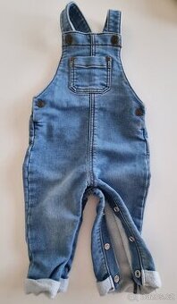 Džínové kalhoty s laclem, vel. 80