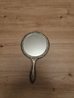 Vintage postříbřené ruční zrcátko ve stylu Art Nouveau/rokok - 1