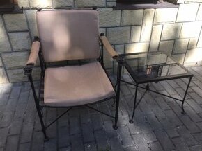 Kovová souprava křeslo + odkládací stolek Lorraine