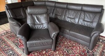 Rohová kožená sedačka s křeslem,5444
