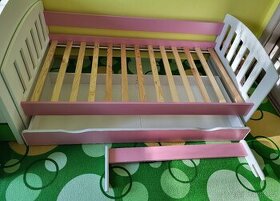 Dětská postel 160x80cm s úložným prostorem, růžová
