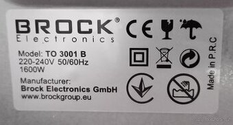 Prodám horkovzdušnou troubu BROCK 3001 B, 1600 W, 30 l