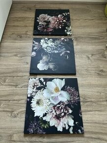 3 kusy obrazů s motivem kytek 50 x 50 - 1