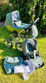 Kočárek Jasmine Camino Classic 2v1 – smaragdová barva, přísl