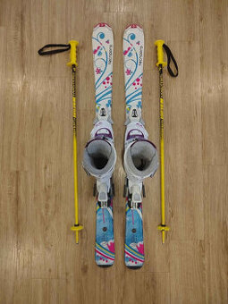 Dětské lyže 110cm, lyžáky 35EUR a hůlky