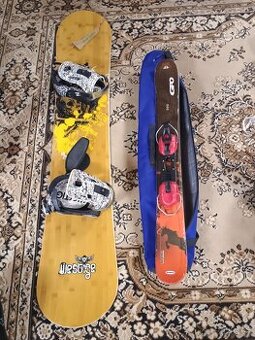 Snowboard, boty a mini lyže - 1