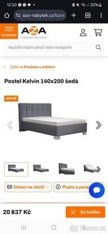 Manželská postel 140x200cm s úložným prostorem a polohovatel