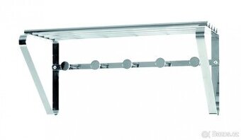 Nástěnný věšák s policí, 45 cm, stříbrný (NOVÉ)