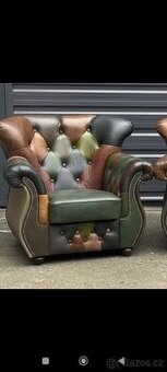 Křeslo Chesterfield, khaki