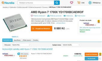 AMD RYZEN 7-1700X 8-JADER/16-VLÁKEN,BLACK EDITION