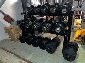 jednoruční činky 15-38kg - pogumovaný