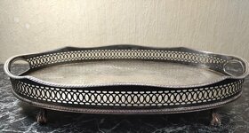 ALPAKA Starožitný okrasný oválný tác. 883g, 36cm x 24cm