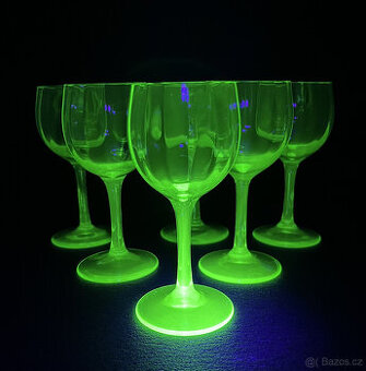 6x starožitná sklenice 120ml, uranové sklo