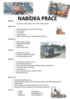 Pracovník na údržbu zeleně, zimní údržbu, likvidaci odpadu