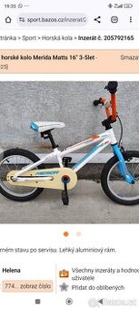 Dětské kolo Merida Matts Jr 16" 3-5let