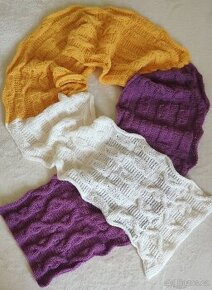 RUČNĚ PLETENÁ, NOVÁ, EXTRA DLOUHÁ ŠÁLA-PLÉD: 2,5metru x 30cm - 1