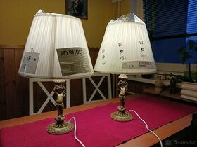Dvě starožitné mosazné lampy s andělíčky