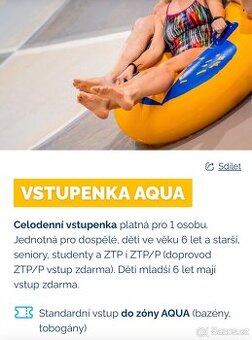 Aqualand Moravia  2x vstupenka