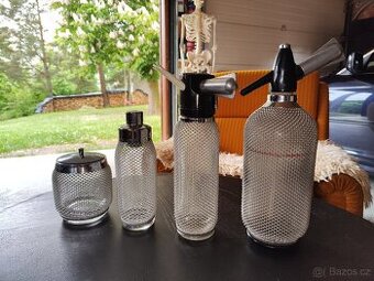 Retro sada sifonová, šlehačková láhev, šejkr, dóza TOP STAV
