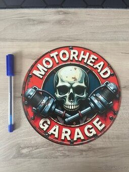 Plechova plaketa Motorhead Garage