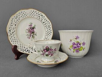 Nádherná porcelánová sada s květinovým dekorem od Schumann