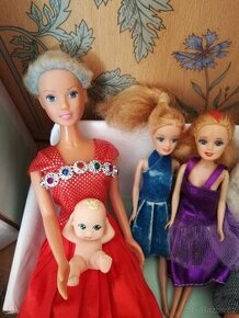 hraný velký set panenek Barbie + Ken + děti