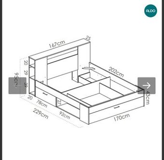 Manželská postel 200x160 s úložným prostorem