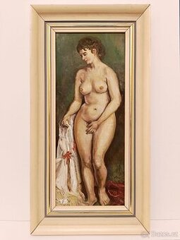 Obraz AKT stydlivá, olejomalba 57x30