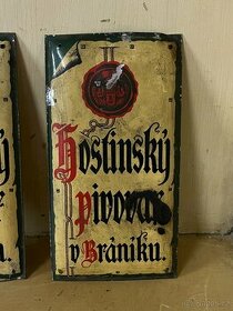 Starý dveřní štítek - cedule - cedulka BRANÍK PRAHA pivo - 1