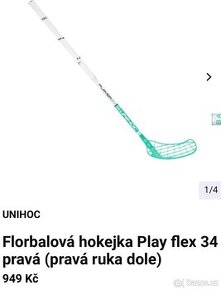 Florbalová hokejka Play flex 34 Unihoc pravá vel. 87