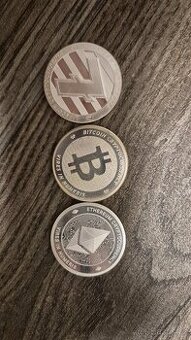 Investiční stříbrné mince Btcon, Ltecon, Ethereum