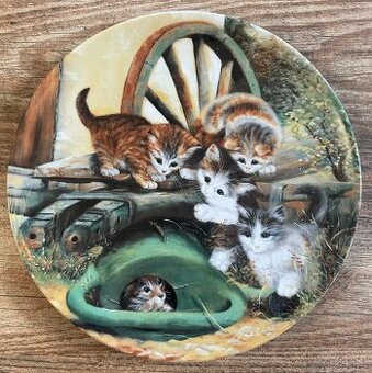 Porcelánový talíř s motivem koťat – Seltmann Weiden, 1992, b