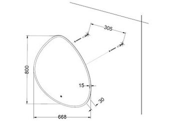 Podsvícené led zrcadlo ve tvaru kapky