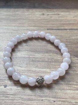 Náramek z přírodních minerálních korálků - růženín a stříbro